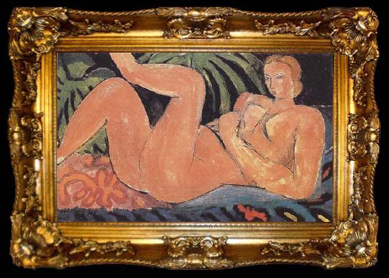 framed  Henri Matisse Nude with Heel on her Knee (Reclining Nude) (mk35), ta009-2